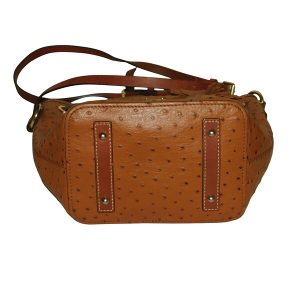 Dooney & Bourke Brown Ostrich Serena Crossbody Shoulder Bag & Purse Clutch - Picture 5 of 13